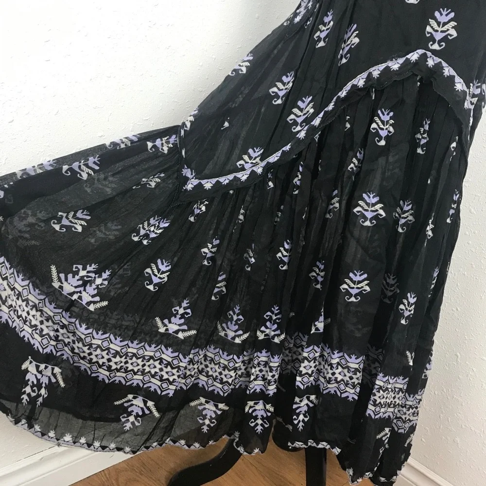 Free People Black Maxi Dress with White Print